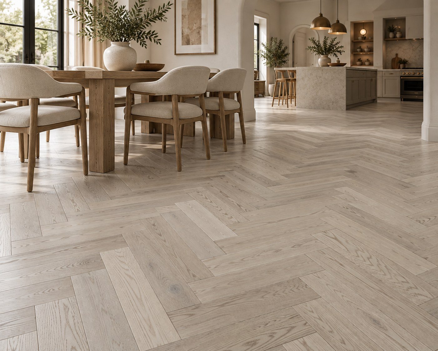 Beige Oak (Herringbone) flooring in a room thumbnail