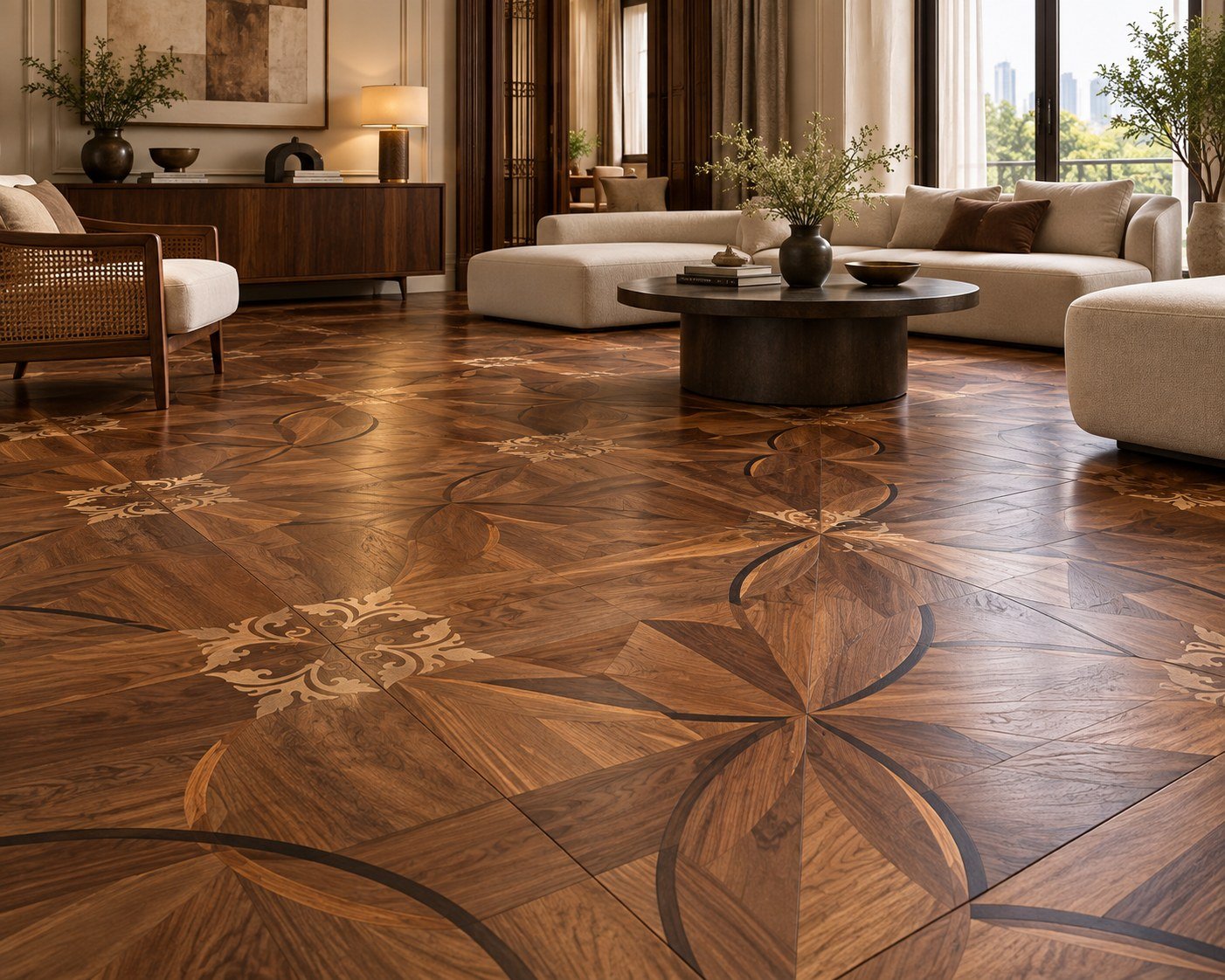 African Padauk with Brass flooring in a room thumbnail
